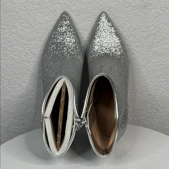 ON 34TH AATIRA TULIP GLITTER BOOTIES SILVER KITTEN HEEL POINTED TOE SIZE 7 *NIB* - Picture 13 of 15